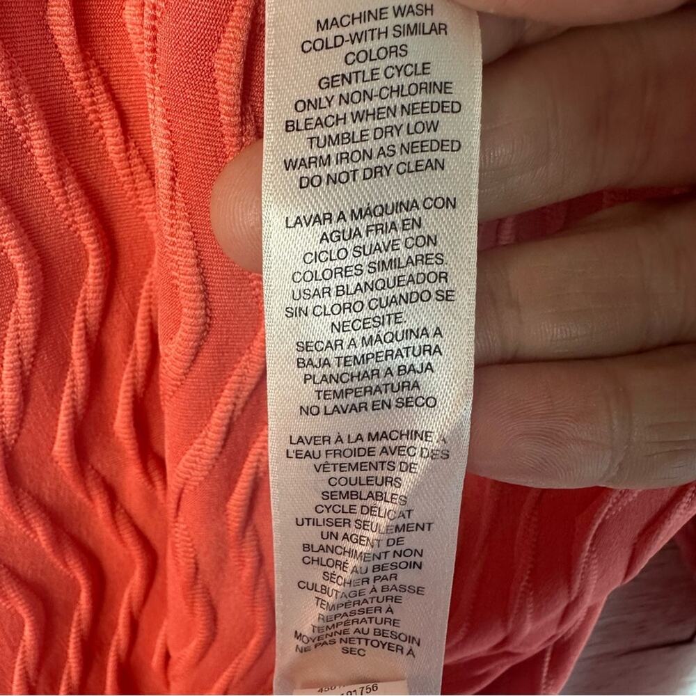 Chico's Women’s textured pullover blouse salmon 3/4 length sleeve preppy spring - Picture 7 of 10